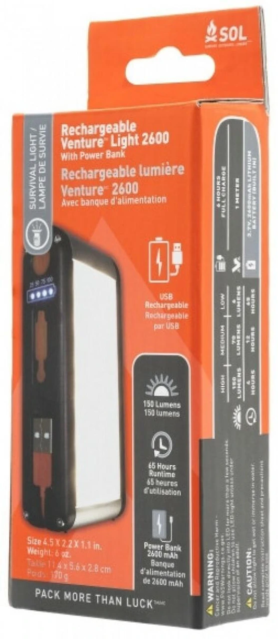 Adventure Medical Kits SOL Venture Light 2600 Recharge With Power Bank 0140-1306 - Image 6
