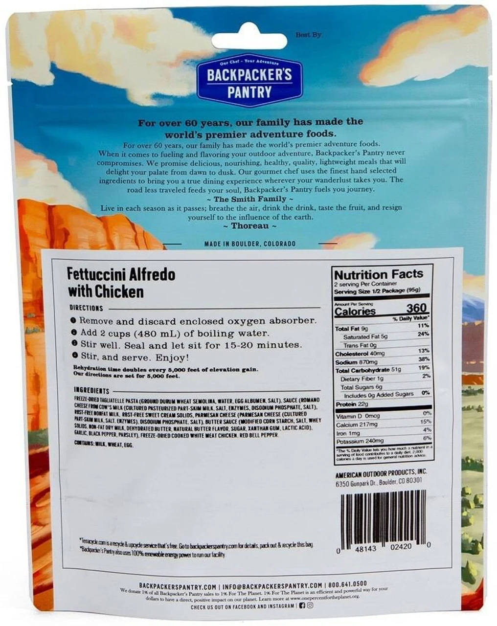 Backpacker's Pantry Fettuccini Alfredo With Chicken - 2 Servings - Image 2