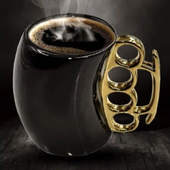 Caliber Gourmet Black And Gold Brass Knuckle Mug