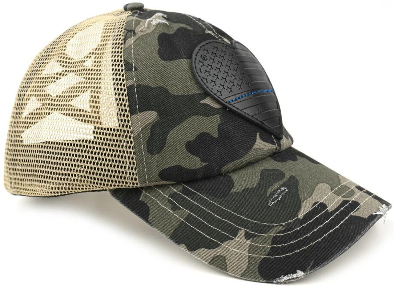 LA Police Gear Pony Tail Thin Blue Line Heart Hat