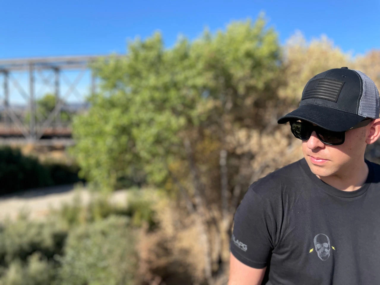 LA Police Gear Subdued Leather Flag Patch Hat - Image 2