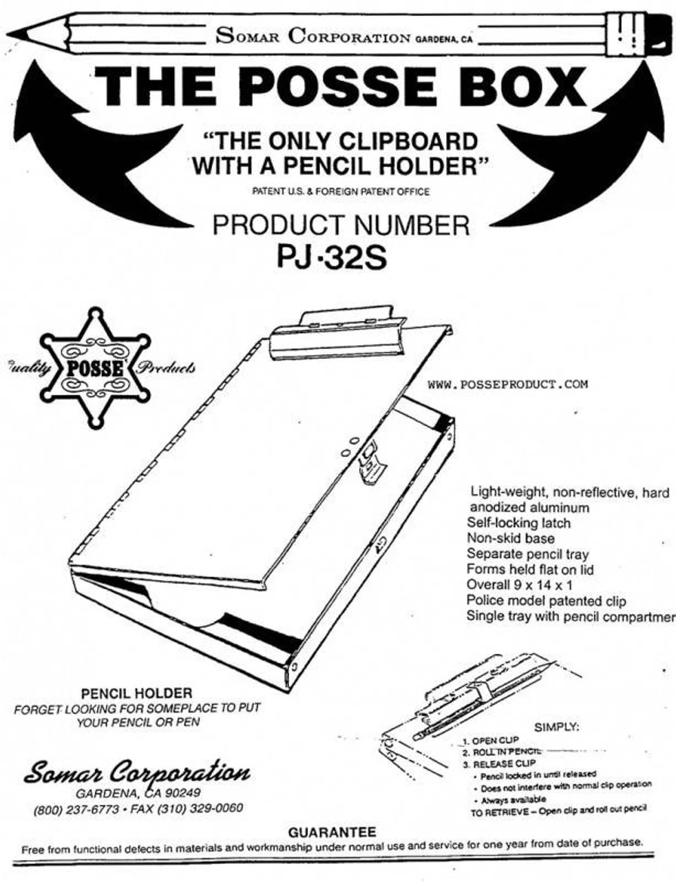 Posse Box LF-32S Side Opening Single Compartment Clipboard - Image 4