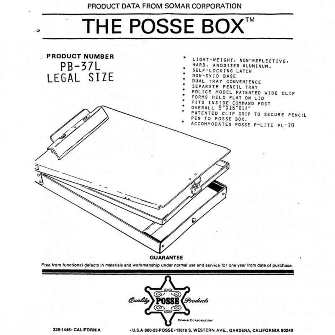 Posse Box PB-37L Bottom Opening Clipboard Box Legal - Image 3