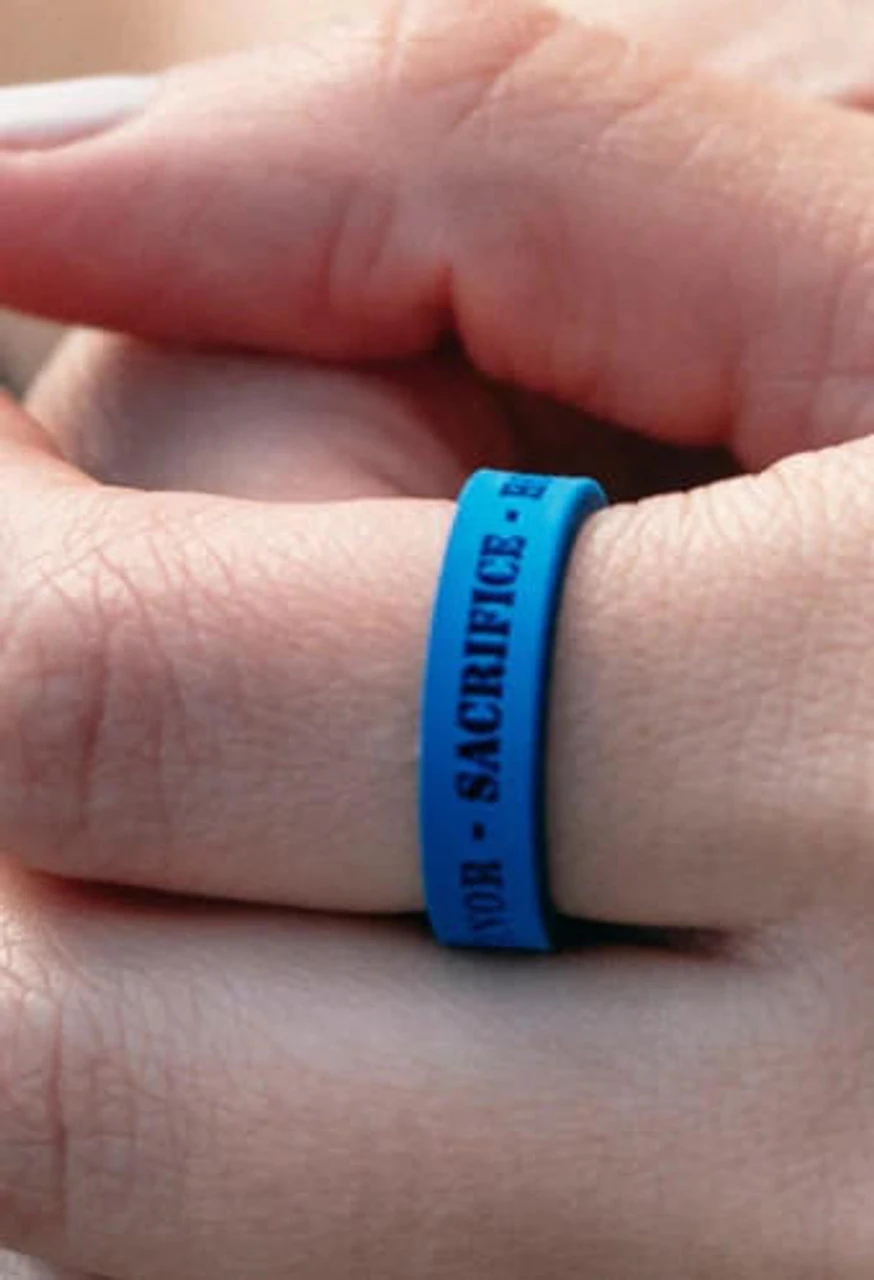 QALO Folds Of Honor Women's Blue Mantra Strata Ring - Image 2