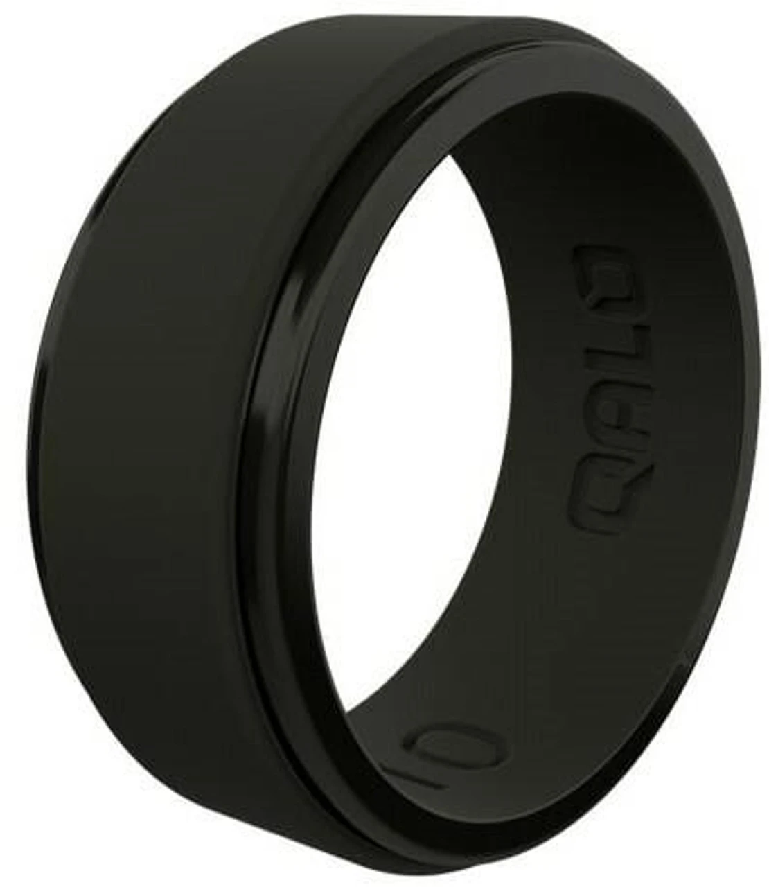 Qalo Men's Black Step Edge Polished Ring QS9-MXB