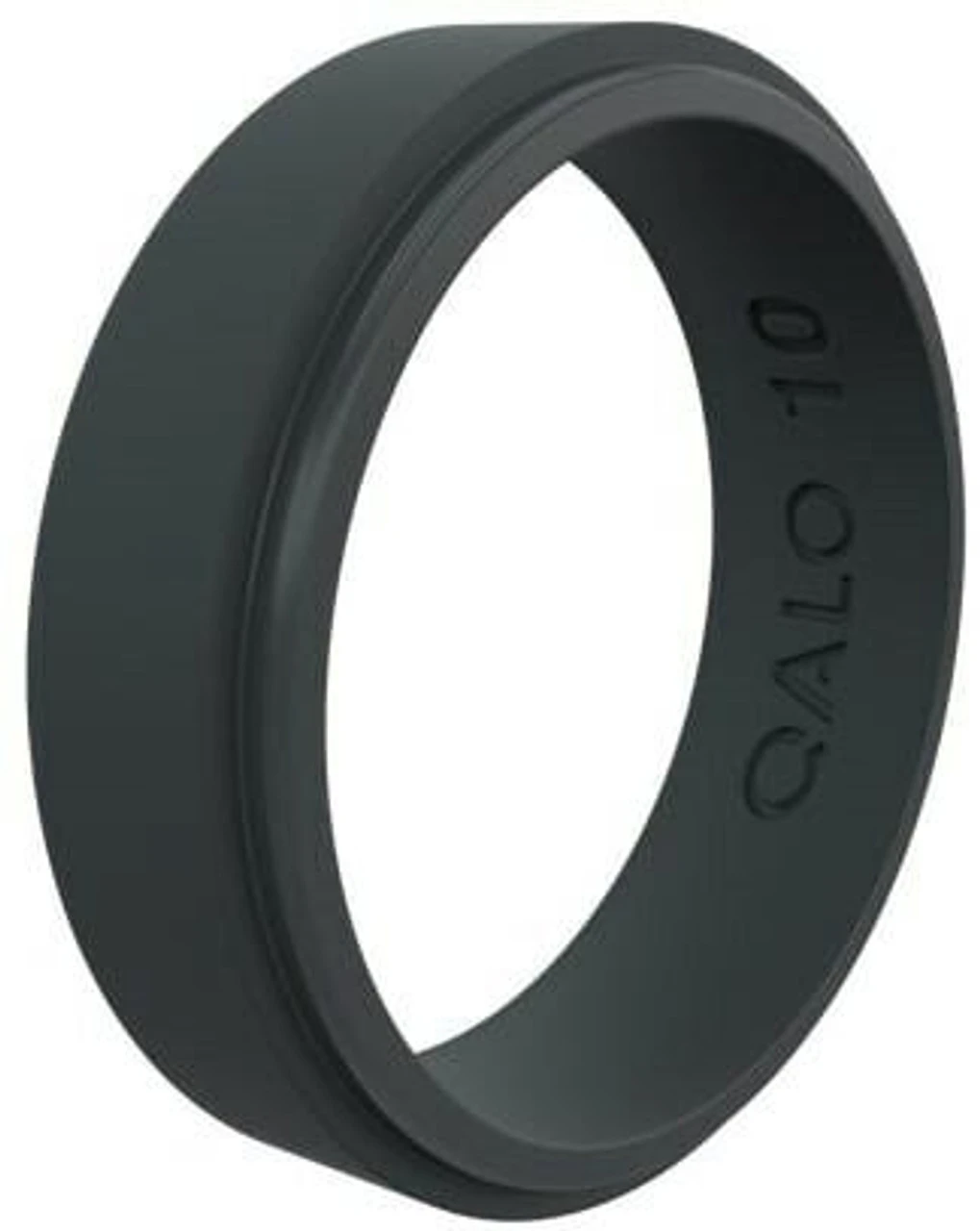 Qalo Men's Step Edge Black Narrow Polish Ring QS9-UNB