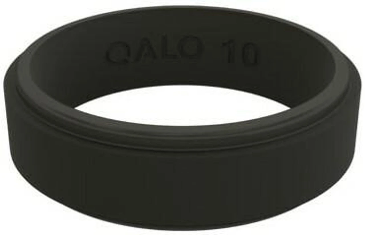 Qalo Women's Step Edge Black Narrow Polished Ring QS9-UNB - Image 2