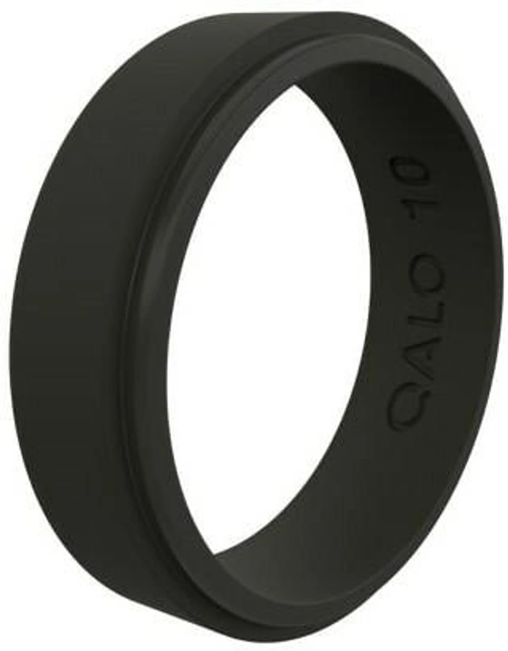 Qalo Women's Step Edge Black Narrow Polished Ring QS9-UNB