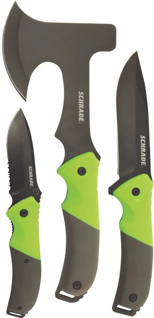 Schrade 3 Piece Outdoor Fixed Blade/Folder/Axe Combo Set